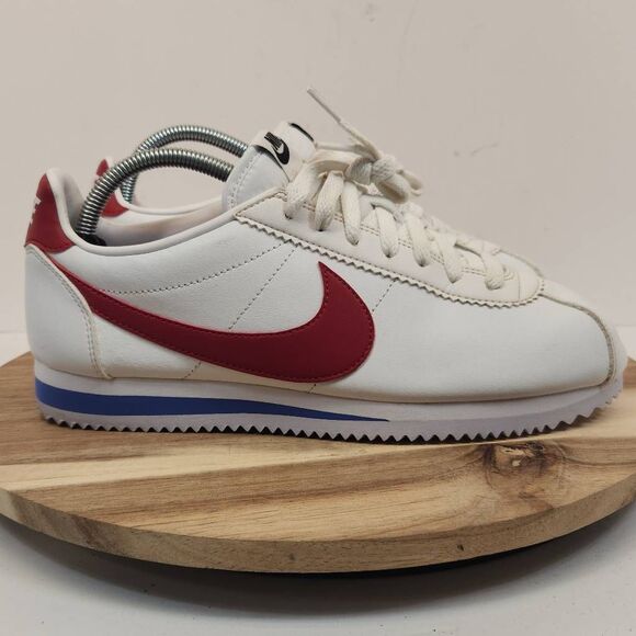 Nike Women's Cortez Leather Shoes White Red Size 10 - Picture 1 of 10